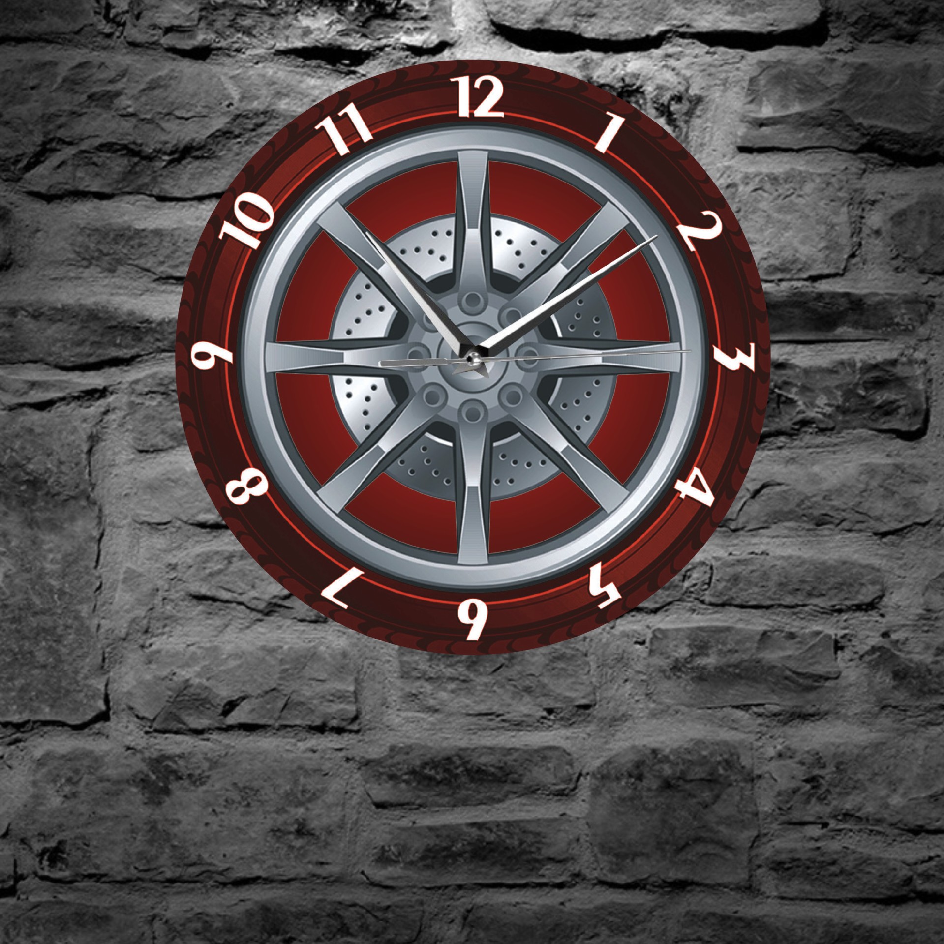 时尚静音挂钟个性客厅汽车轮胎挂钟石英钟办公室卧室创意车轮挂钟