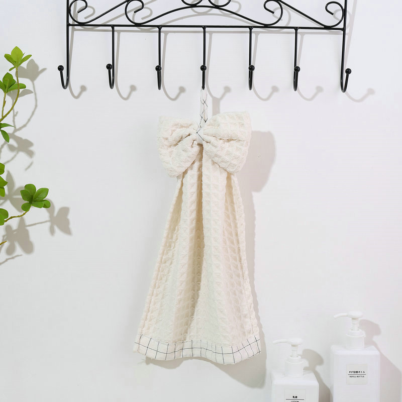 Bathroom Towels Square Towel Cute Bowknot Household Hand Towel Hanging Waffle Hand Towel Household Square Towel