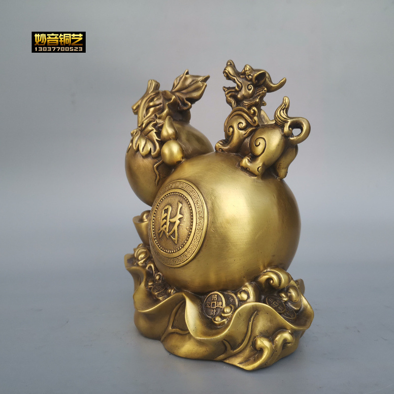 开光纯铜葫芦摆件金钱元宝葫芦貔貅财葫芦家居办公风水工艺品礼品