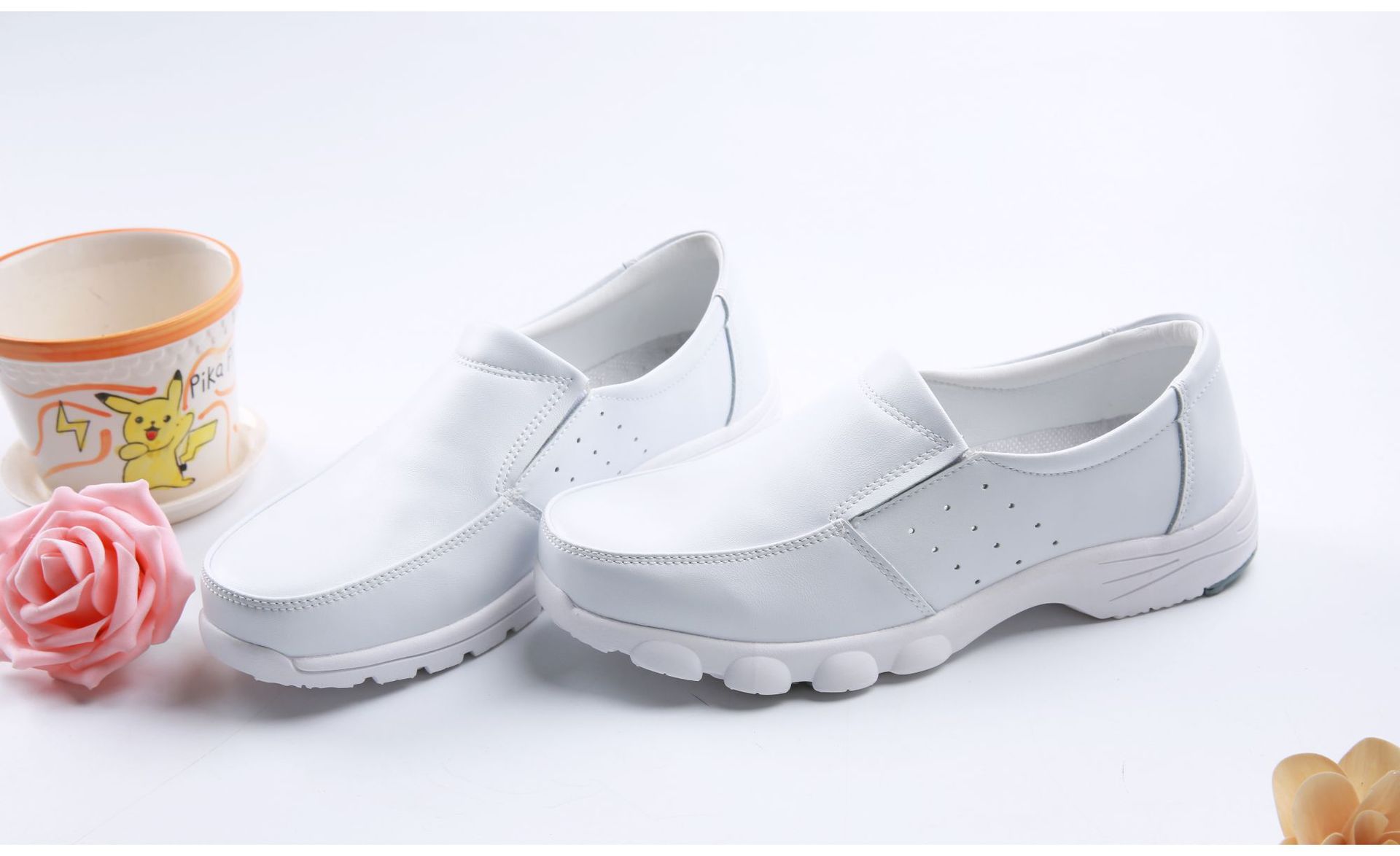 铂雅男护士鞋医生鞋软底防滑透气医院男士工作鞋男白鞋5085