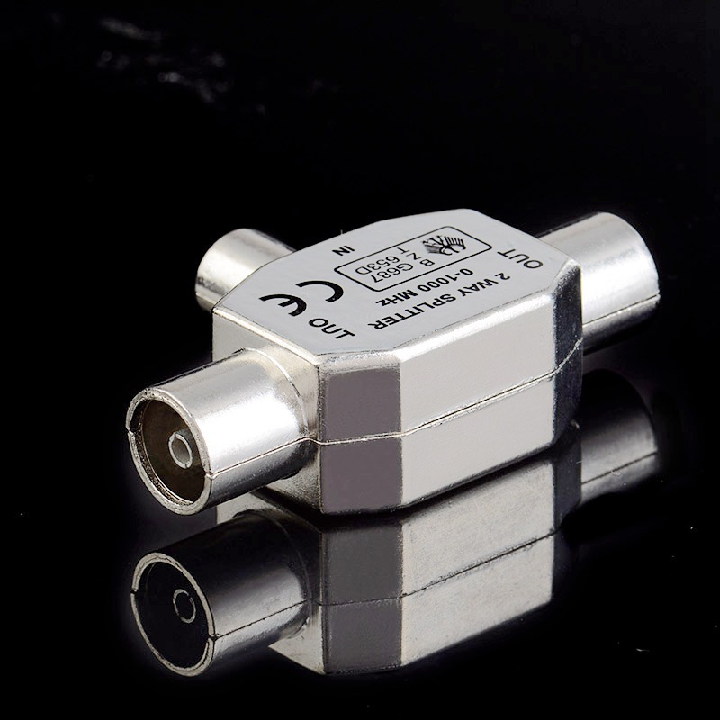 全金属有线电视tv9.5公转母视频插头rf三通头信号分配头转换接头