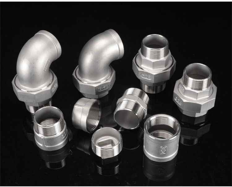 5寸304不锈钢管件y型三通四通45度弯头内外丝活接对丝直接管