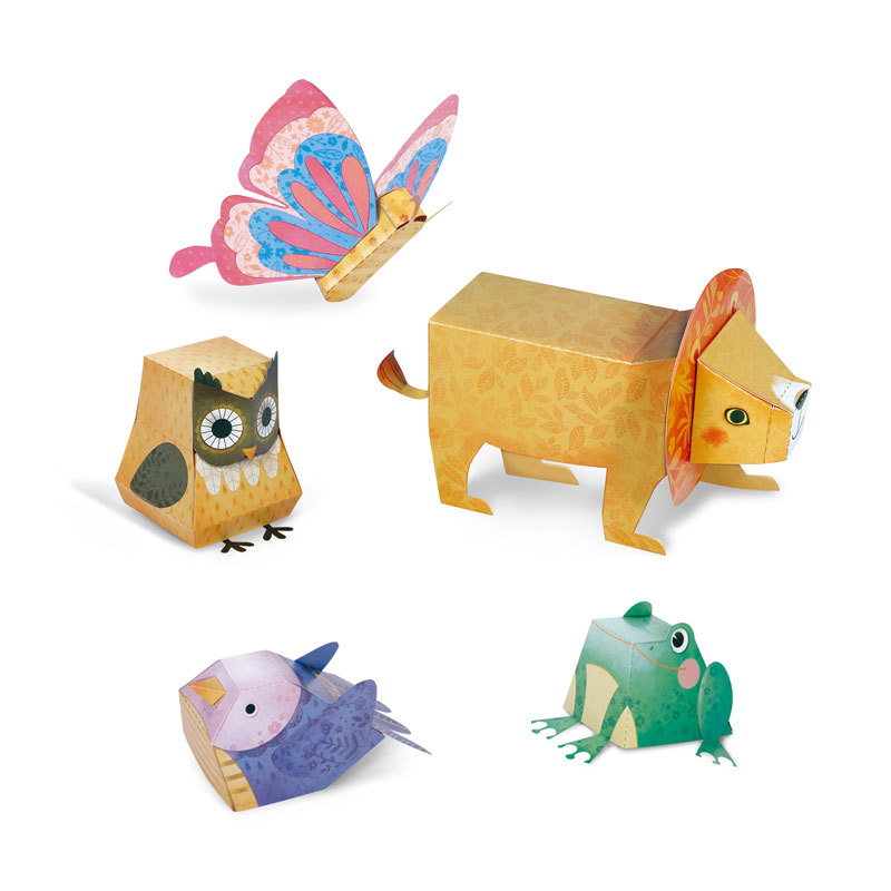 儿童手工制作玩具 3d立体10款动物造型折纸中英文diy粘贴趣味玩具