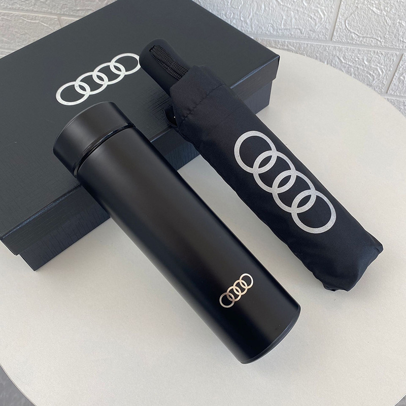 定制奥迪智能保温杯雨伞套装4s店交车售后礼品三折伞车载杯印logo