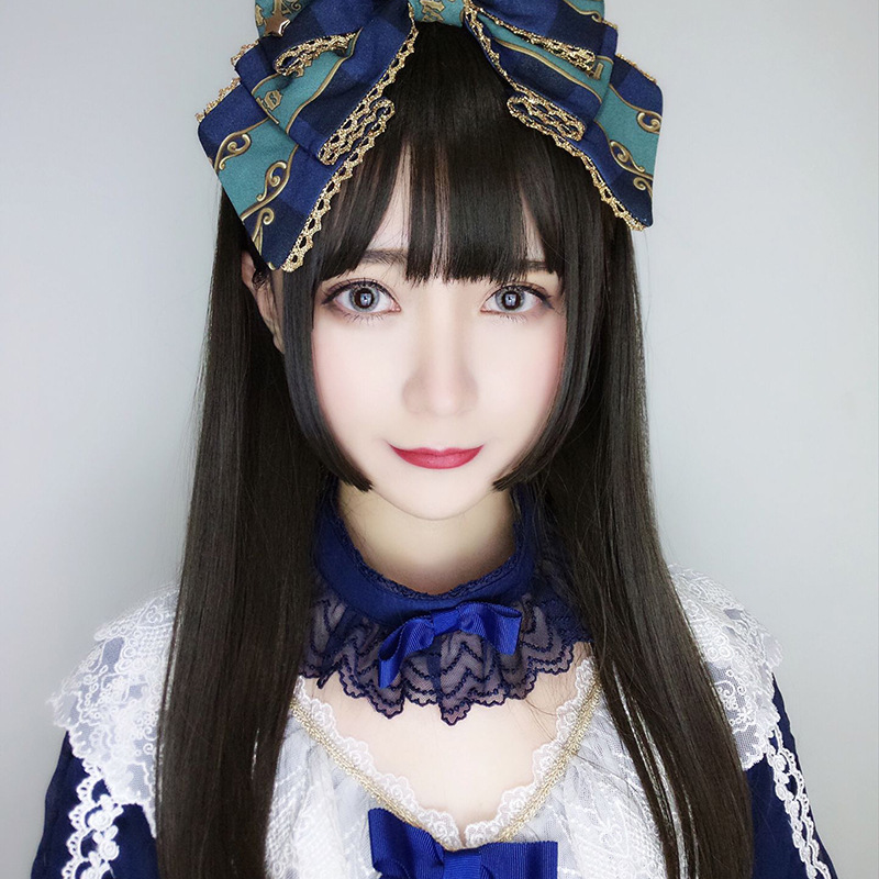 原宿日系姬发式假发女长直发cosplay公主切齐刘海长发化纤全头套