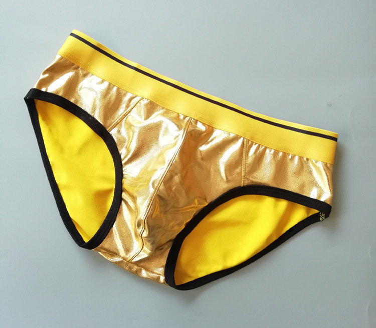 漆皮男士三角裤仿皮性感反光表演男内裤弹力紧身低腰跨境内裤工厂