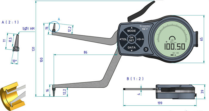 德国原装进口kroeplin指针式内径卡规l280
