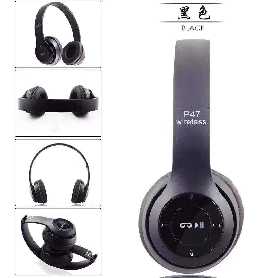 Popular P47 Bluetooth Headset Wireless Headset Headset Plug-in Card Radio Multi-Function Audio Earphone Factory Direct Sales