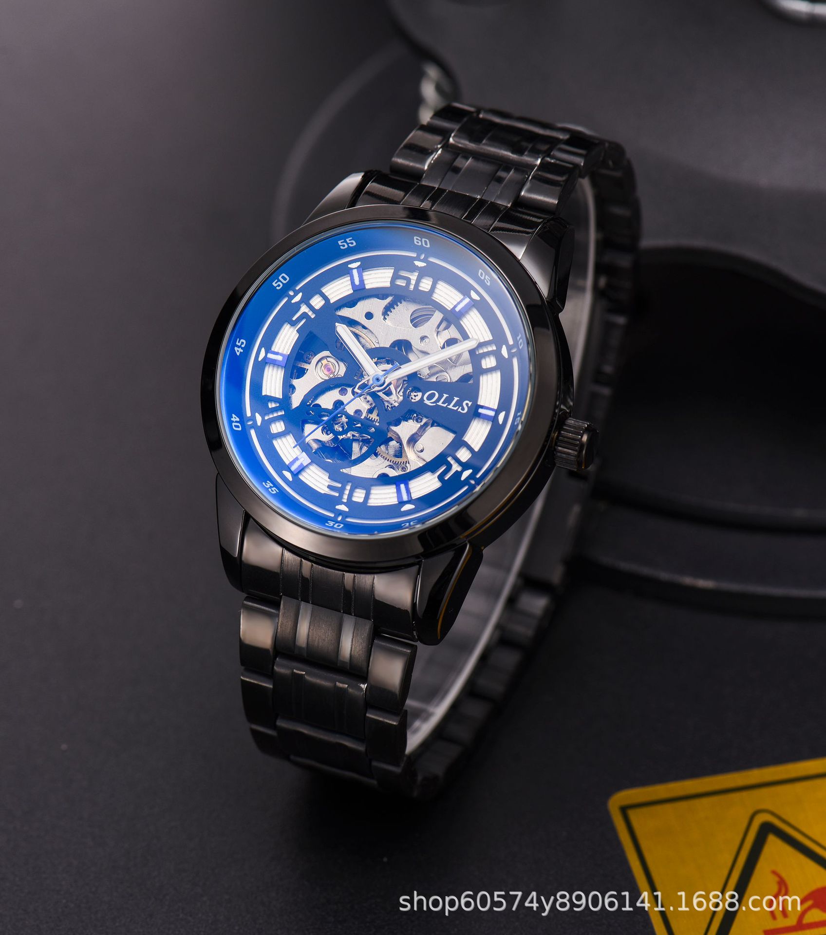 奇洛时qlls男士手表商务休闲全自动机械表镂空夜光手表男厂家批发