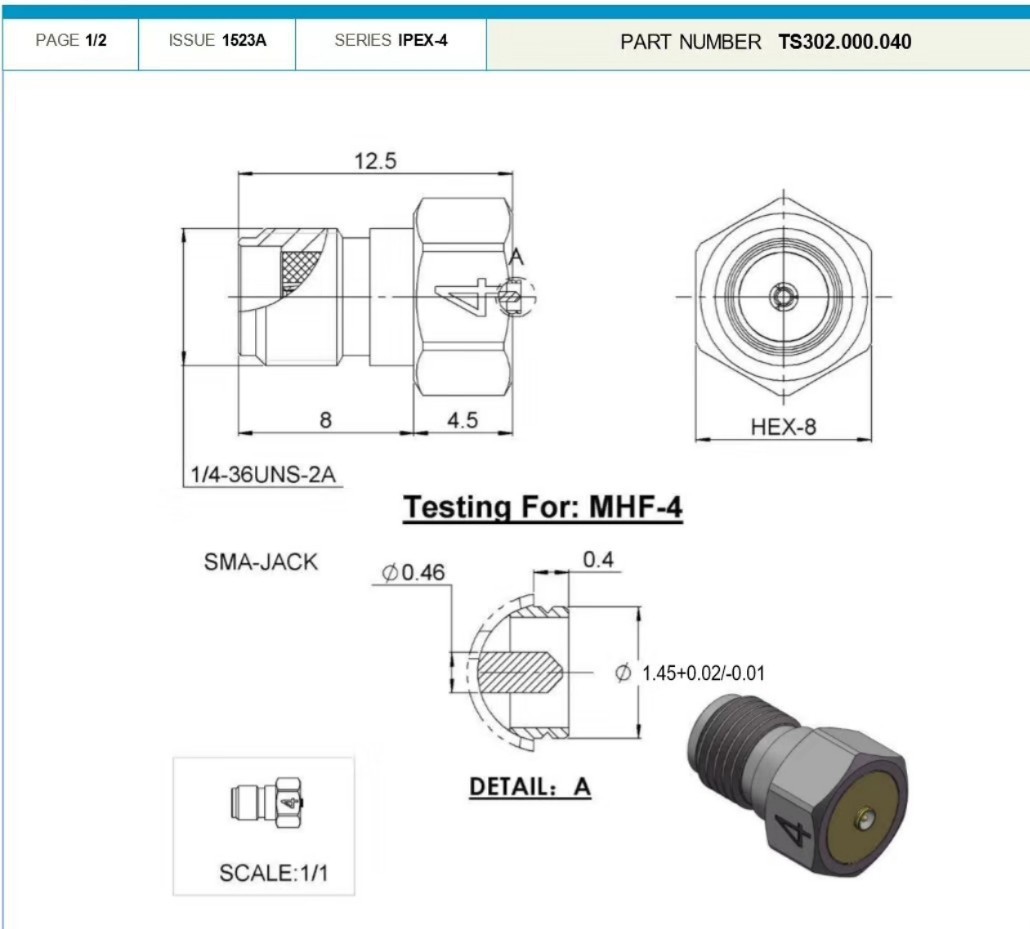商品描述规格mhf4射频转接头sma应用范围通讯种类射频同轴(rf)型号mhf