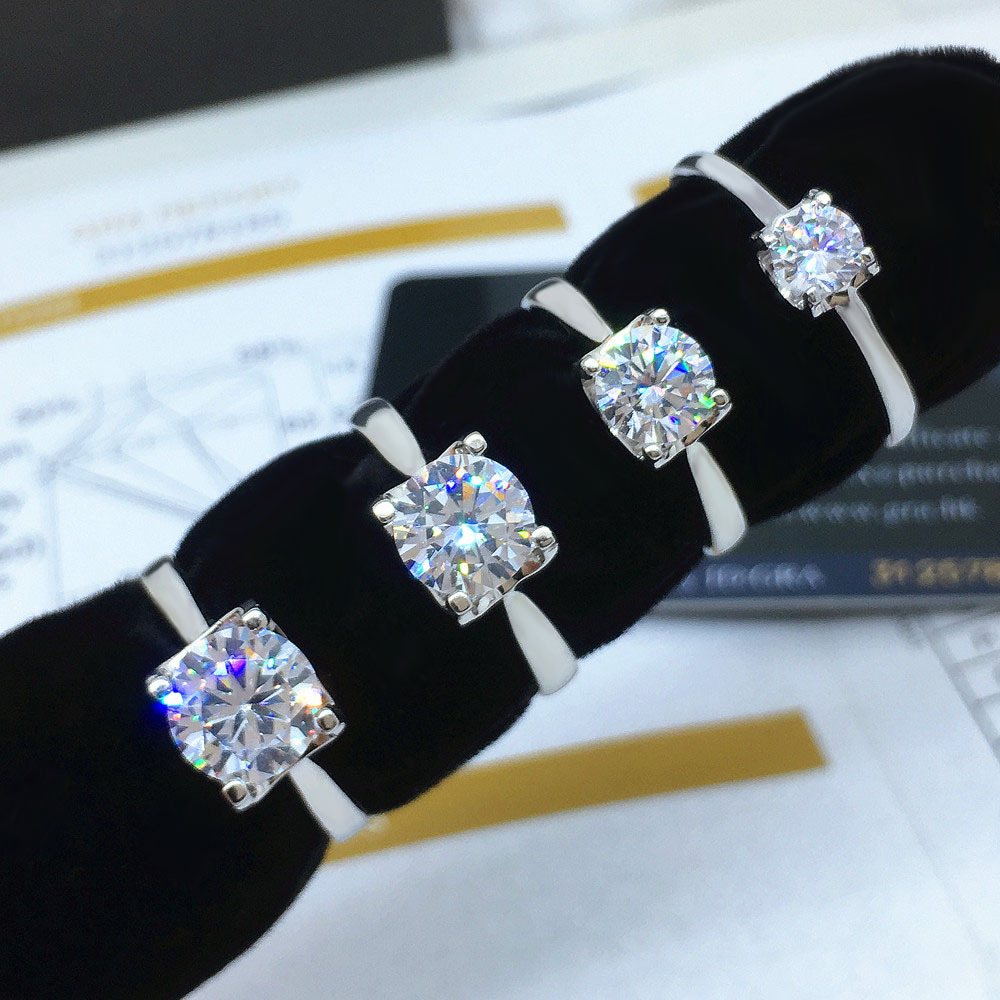 戒子女925银镀18k金热卖简约牛头戒托直播潮款莫桑石2克拉戒指批