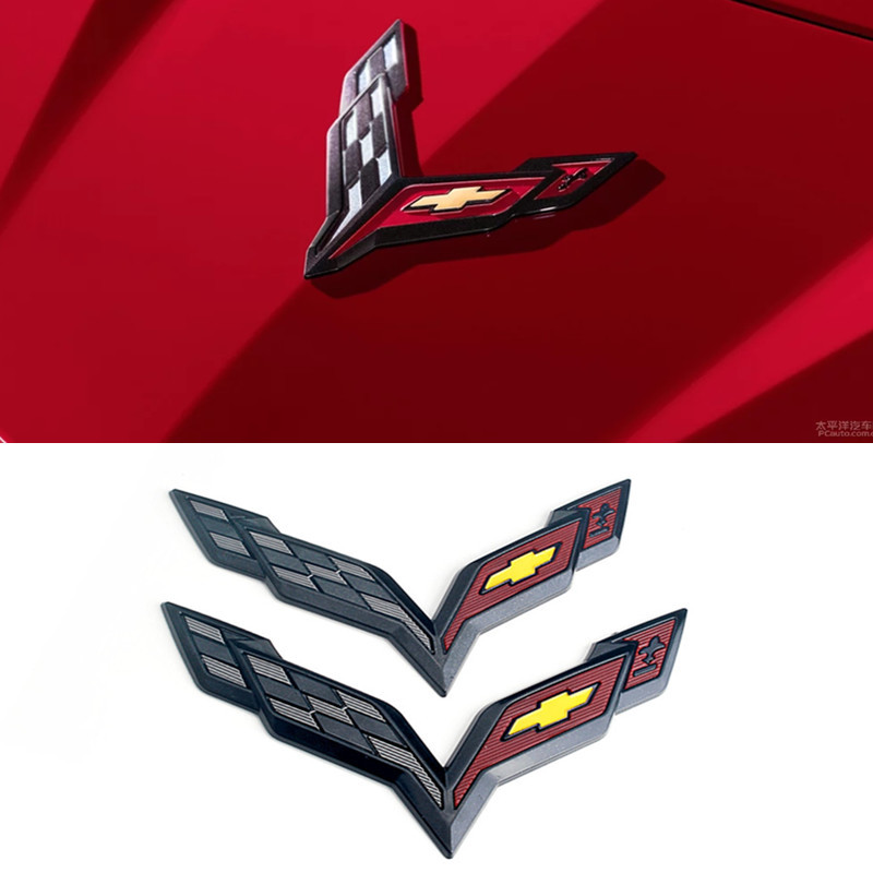 适用于雪佛兰克尔维特车标汽车改装黑前后标车身贴标跨境热卖