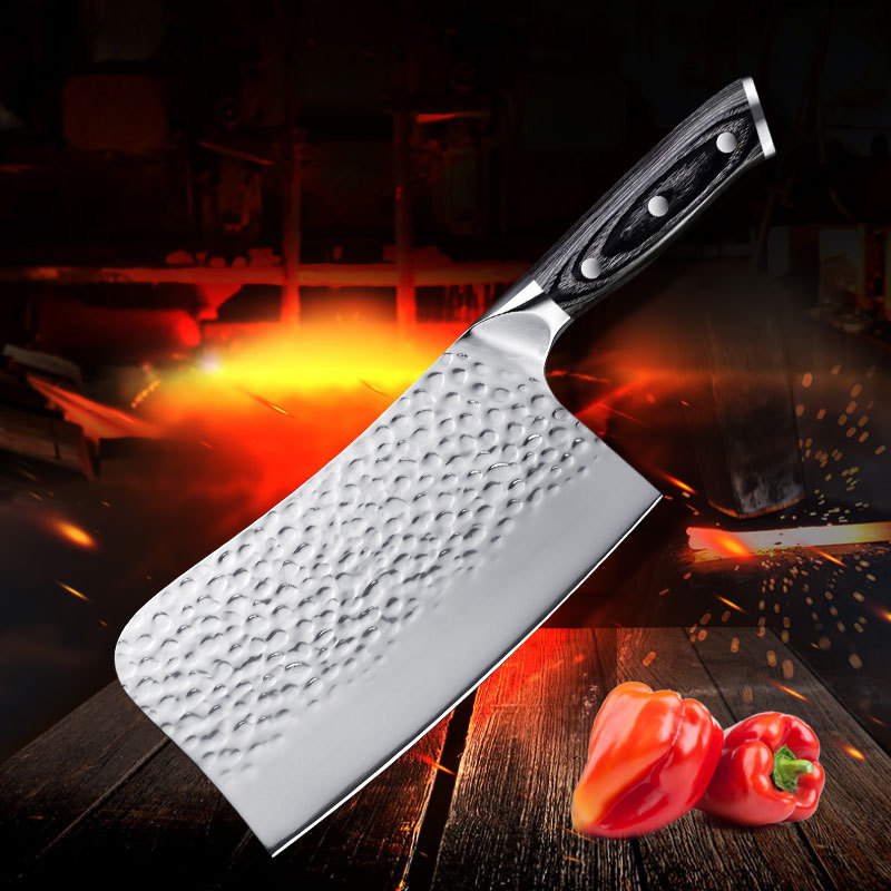 德国1.4116钢锤纹砍骨刀菜刀切肉刀厨用刀厨房家用厨具厂家销售