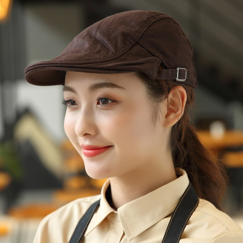 定做咖啡厅西餐服务员工作帽广告帽贝雷帽男女前进帽团队定制logo