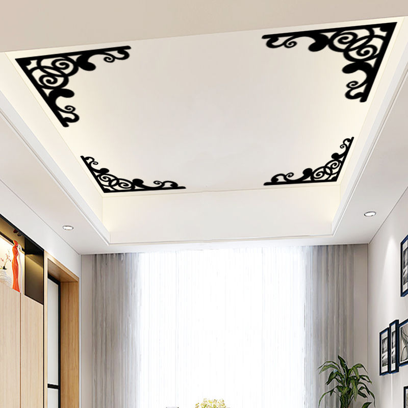 自粘对角花边亚克力镜面墙贴影视吊顶天花板边框背景墙立体装饰