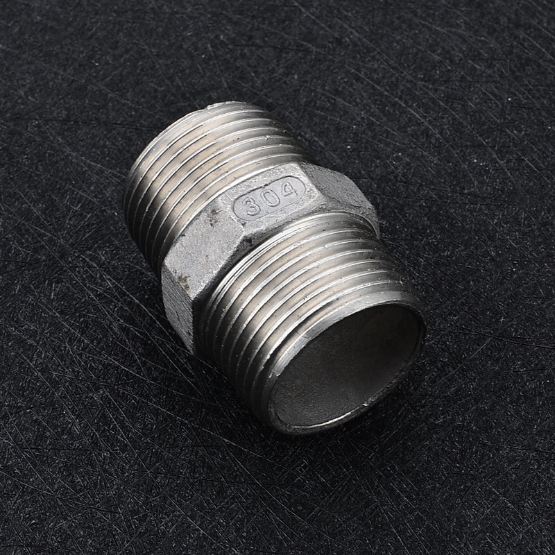 304不锈钢六角外丝双头丝直通对丝接头螺纹水管直接暖气4分6分1寸
