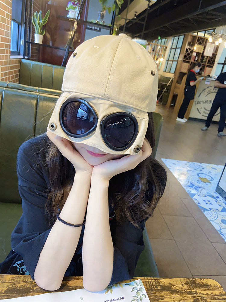 2020新款韩版潮流飞行员眼镜棒球帽女夏网红嘻哈个性鸭舌帽男街头