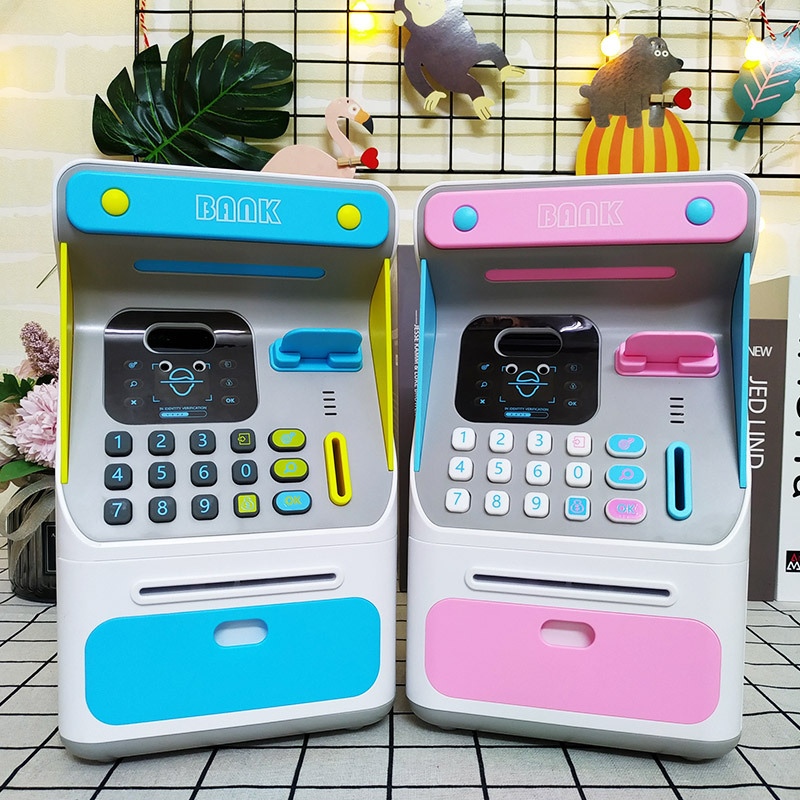 New Simulation Face Atm Coin Bank Children's Password Music Volume Coin Teller Machine Card Insertion Voice Broadcast Savings Bank