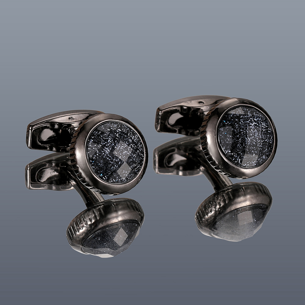 男士袖扣 时尚圆形灰色银色蓝色衬衫袖钉 xk20s039