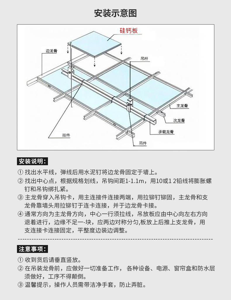 无石棉防潮防火高晶板硅钙板天花板吊顶600*600mm规格全厚度多选