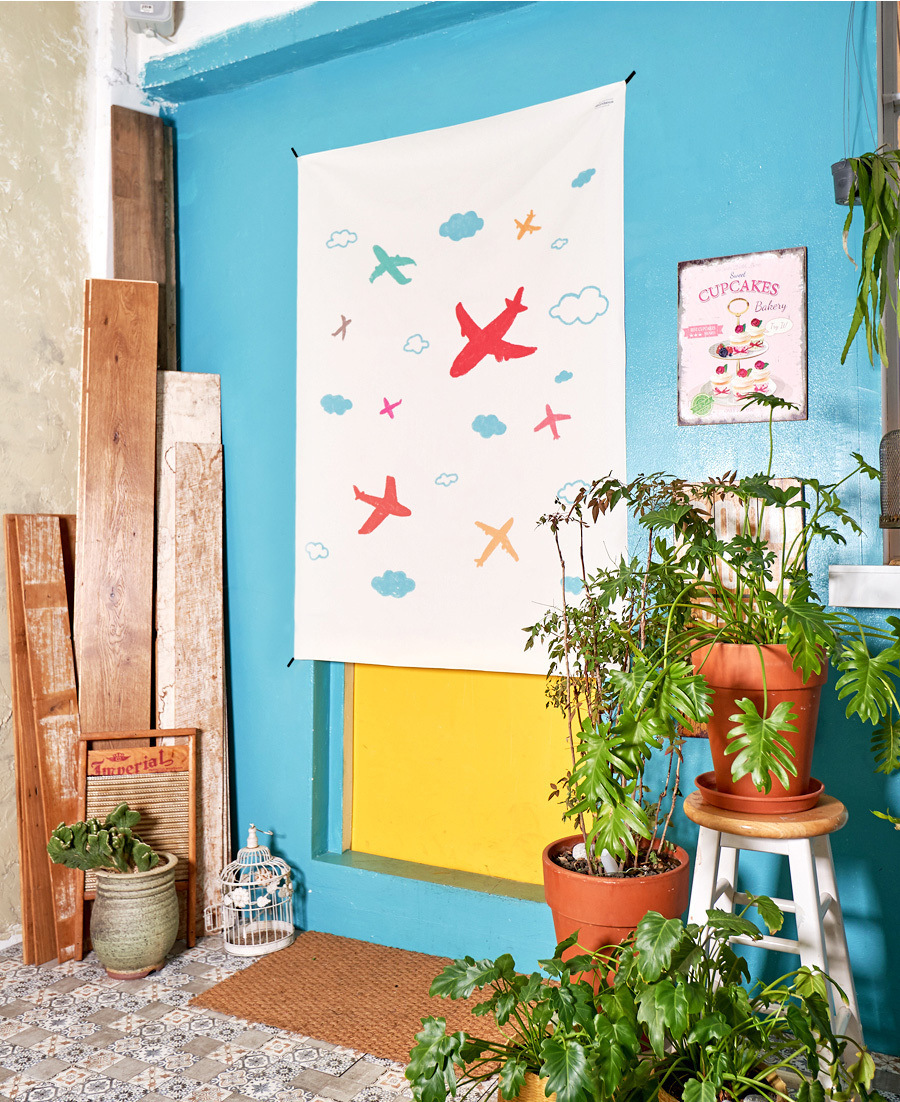 背景布ins风挂布挂毯飞机图案卧室宿舍出租房改造布置床头装饰墙-阿里