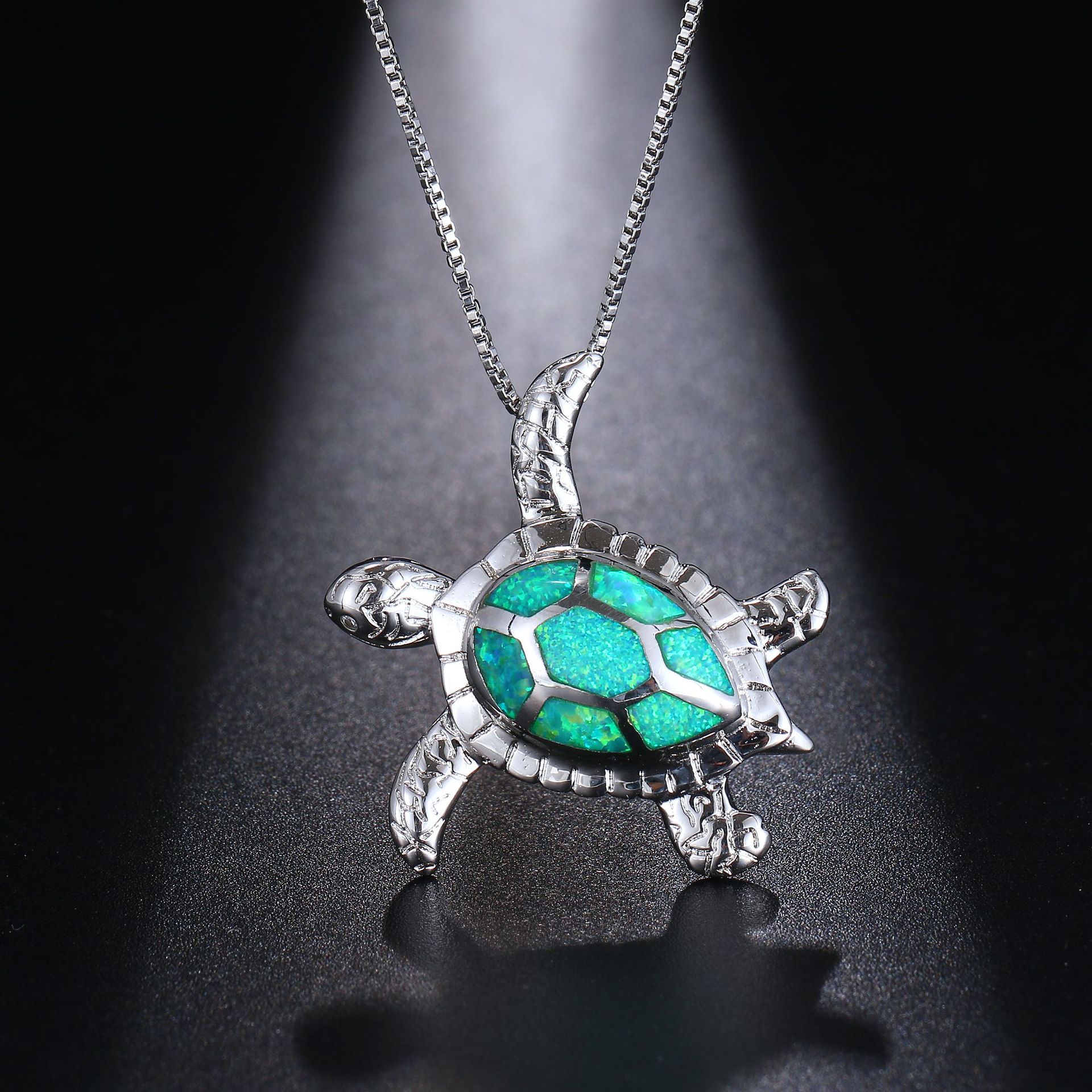 艾儿摩莎欧美经典外贸白蓝绿澳宝乌龟海龟项链工厂货源一件代发