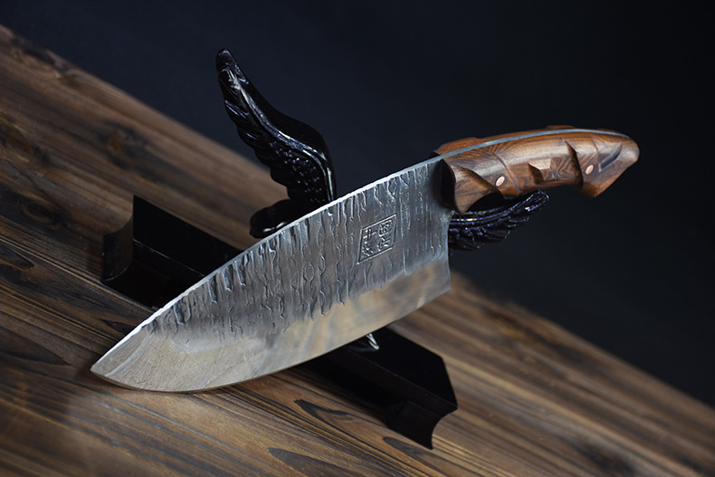 弧形尖头锋利切片刀龙泉鬼手作古锻手工锻打老式家用菜刀厨师刀具