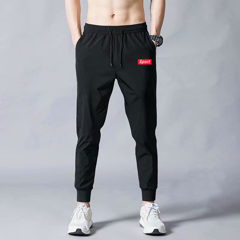   Casual Pants Men's ong Pants Summer Korean Style Ice Silk Thin oose Fashion Brand Quick-Drying Track Pants One Piece Dropshipping