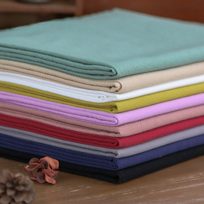 日系先染水洗棉布料手工diy素色纯色包包里布野木棉刺绣面料