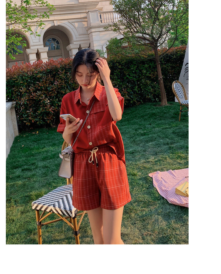 实拍港风套装女复古chic2020夏新款小个子显高洋气穿搭短裤两件套