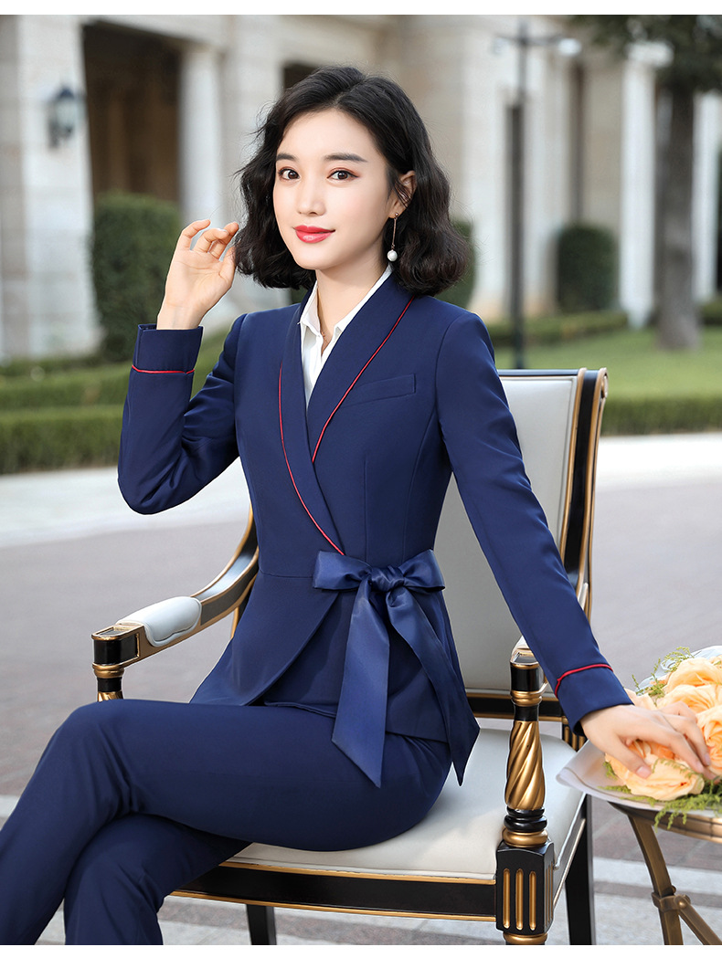 职业套裙女2021春秋空姐制服长袖小西服气质修身美容院酒店工作服