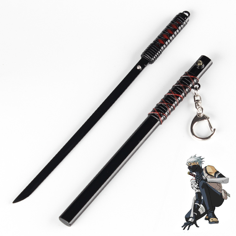 动漫周边 忍者暗部卡卡西佩刀模型22cm合金武器摆件挂件兵器批发