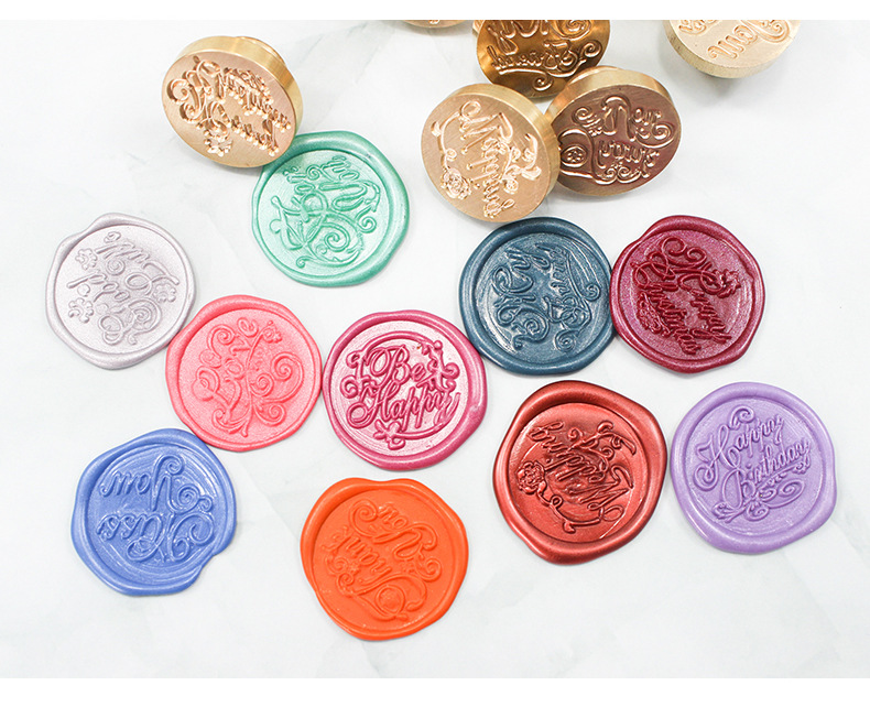 复古花梨木火漆印章手柄祝福语单章铜头盖印封坛火漆蜡印章