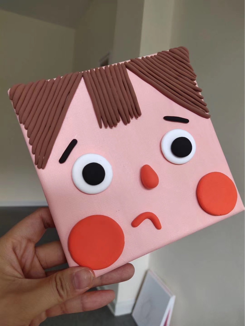 粘土木框画 儿童手工diy制作表情秀20*20木框画 暖场亲子活动专用