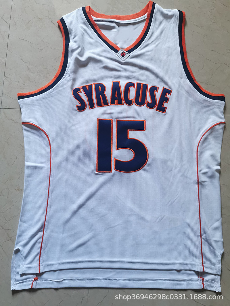 雪城大学15号安东尼白黑桔色ncaa刺绣球衣篮球服货源一件代发
