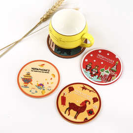 pvc橡胶杯垫定 制立体卡通硅胶隔热垫防滑软胶滴胶广告酒店杯垫