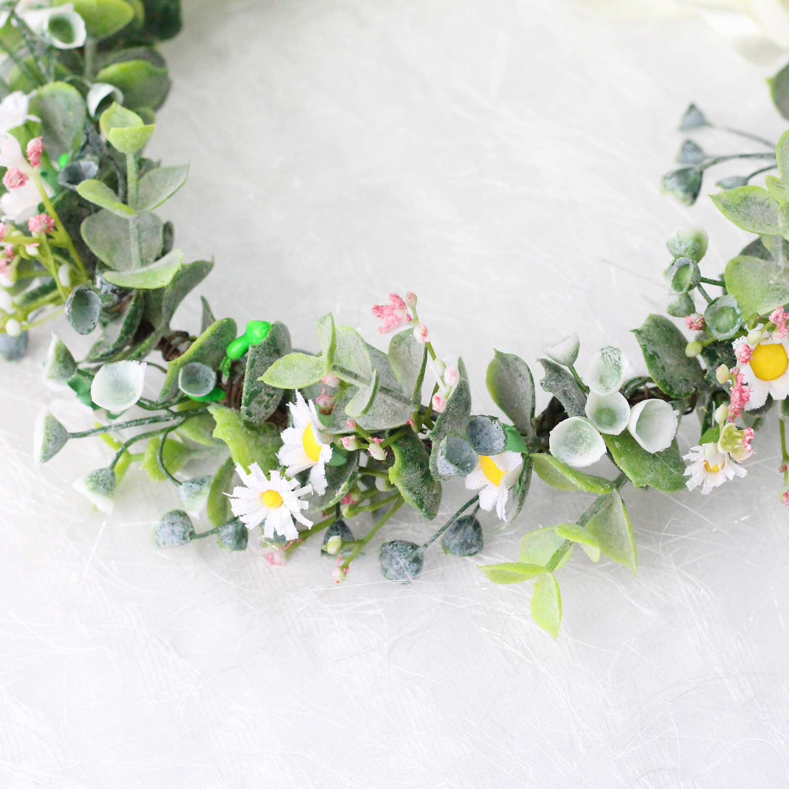 批发清新小雏菊花环手工绿植水草发圈头饰春季成人儿童出游配饰