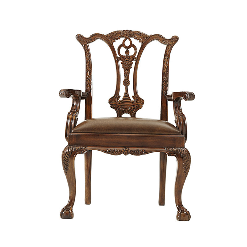 英式亚历山大家具伯爵餐椅欧式别墅大宅金箔书房家具真皮书椅餐椅