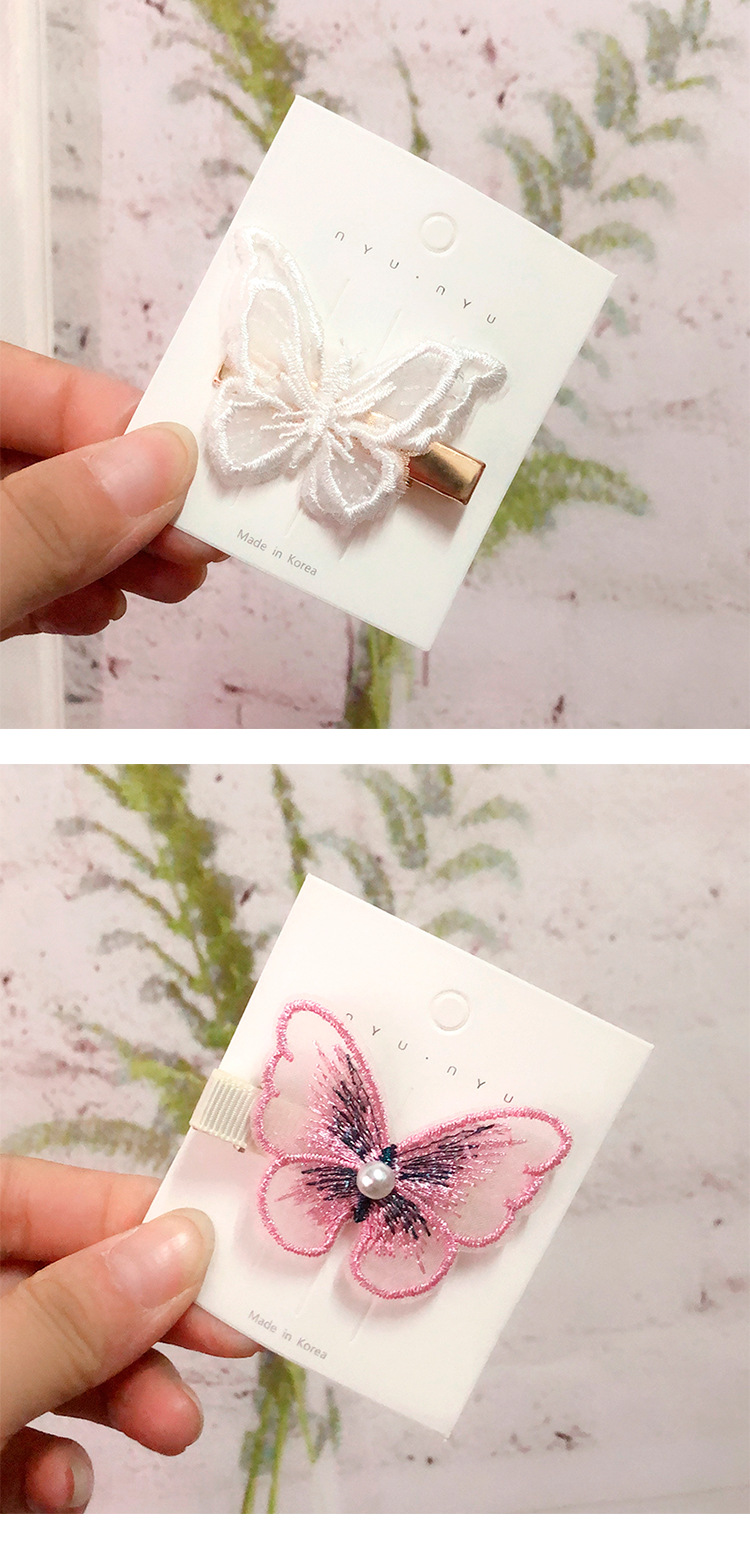 网纱蝴蝶发夹女 夏天韩国ins网红珍珠发卡百搭气质刘海夹仙女发饰