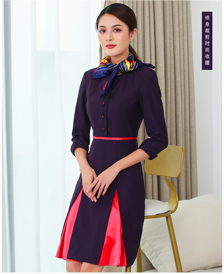 香港国泰港龙航空连衣裙空姐女修身高端职业装导诊技师制服