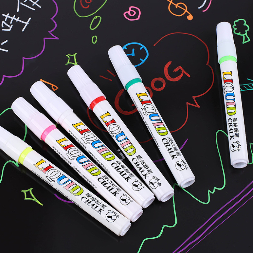 广纳液体 无尘粉笔12色套装可擦彩色白板笔水性 环保儿童粉笔批发