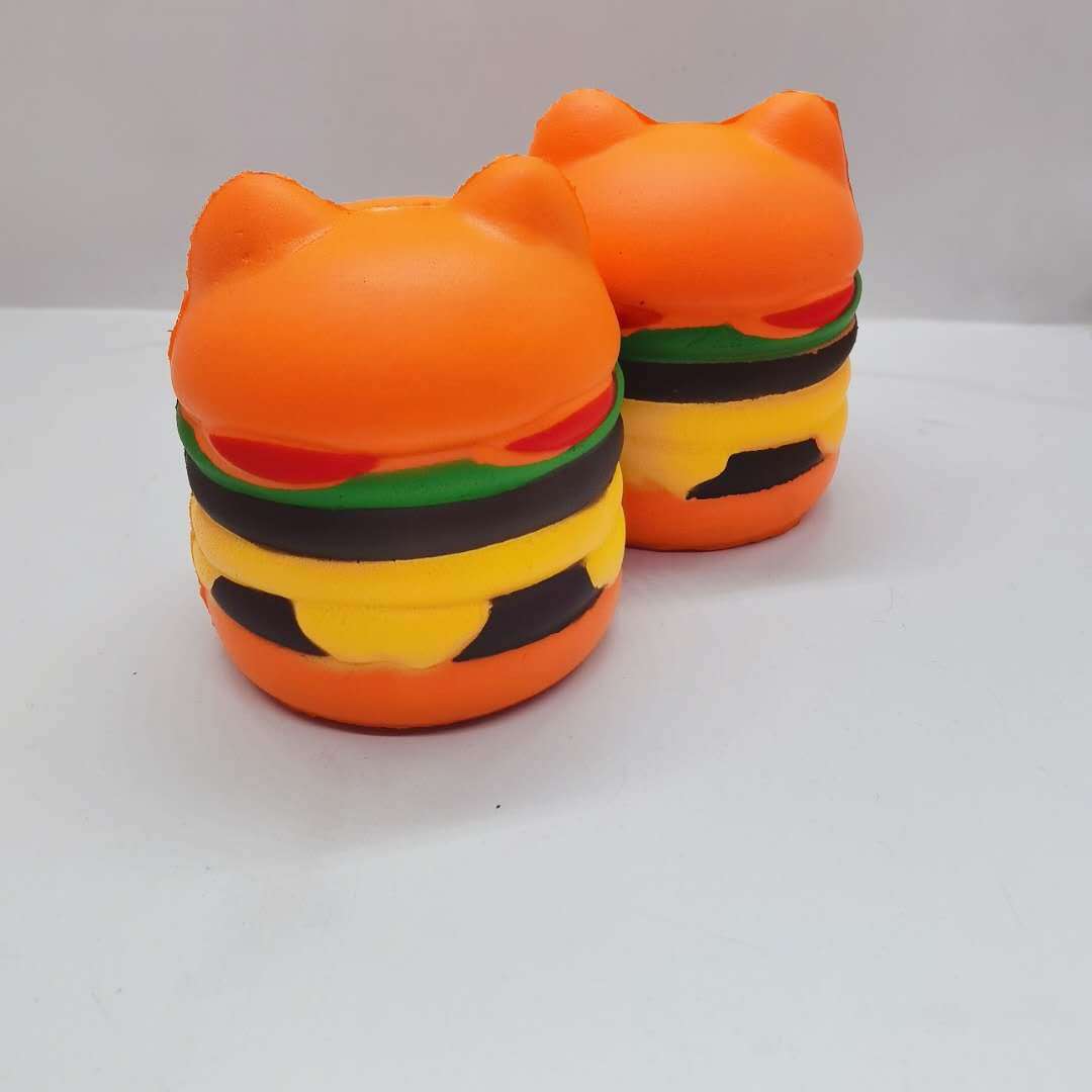 pu慢回弹仿真猫头汉堡 squishy慢回弹玩具仿真面包厂家现货直销