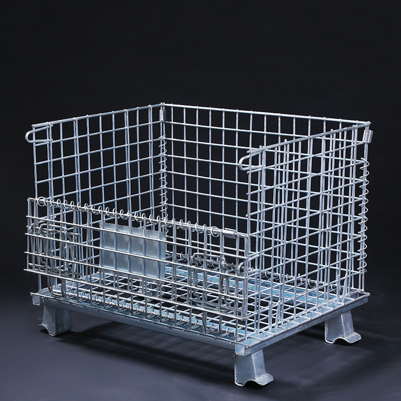 现货销售金属周转箱 仓库网丝框移动快递分拣筐 折叠式仓储铁笼子