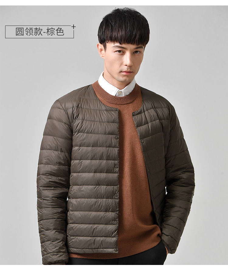 2020新款轻薄羽绒服男无领羽绒保暖内胆大码内穿打底圆领薄款外套