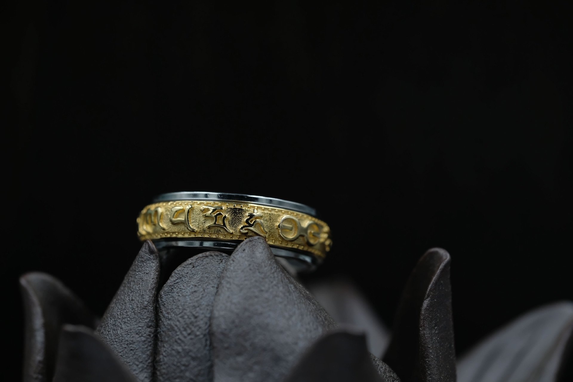 Personality Rotating Six Words Mantra Gold Vintage Ring Tik Tok Ring