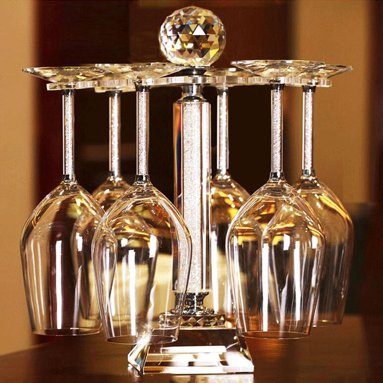 欧式水晶酒杯架红酒杯架高脚杯香槟杯杯子架套装倒挂旋转家用摆件