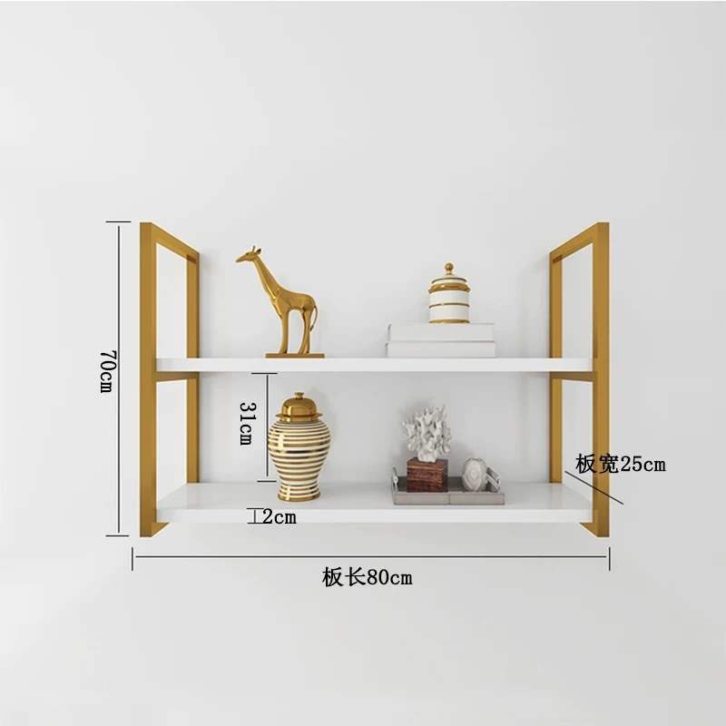 墙上货架 固定 挂墙北欧物架铁艺轻奢壁挂式书架多层60cm