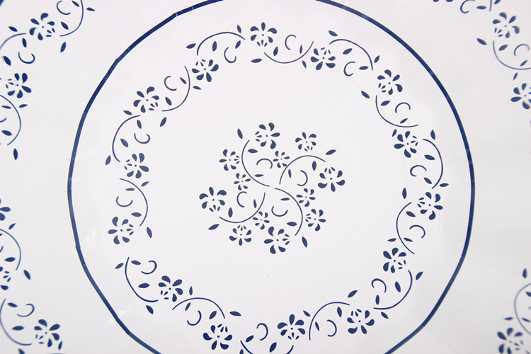 原单中国风青花瓷纸盘复古聚会盘子婚礼花边碟子喜庆一次性餐盘
