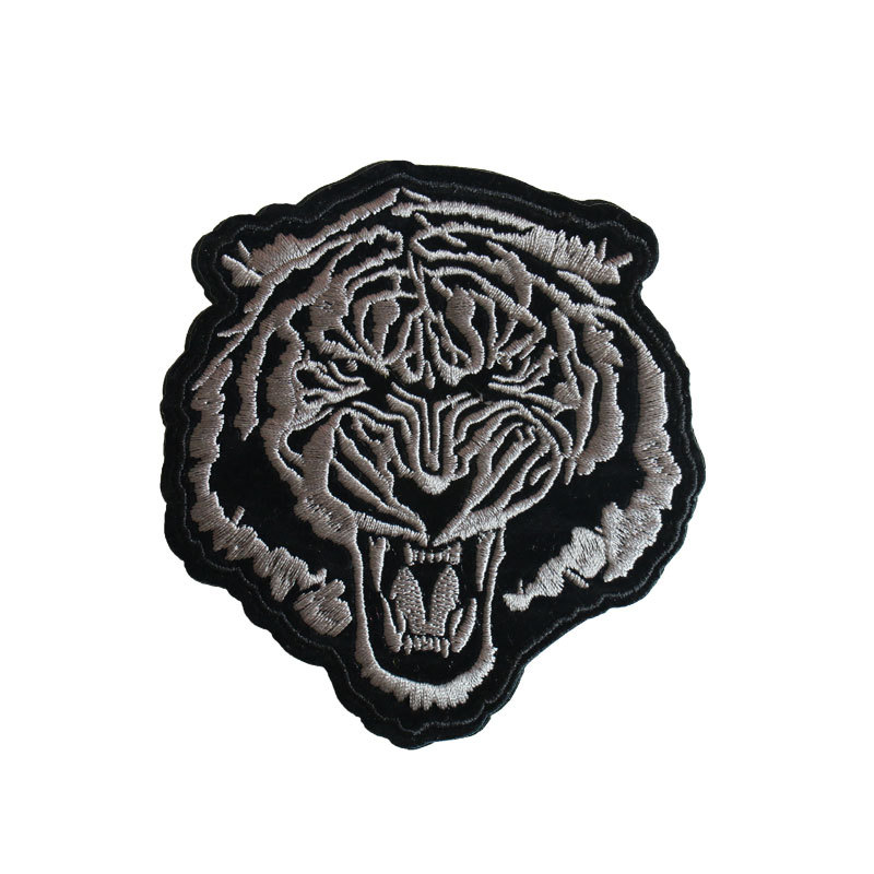 老虎头刺绣布贴绣花章猛兽绣花标虎头衣服装饰贴补丁贴徽章大号
