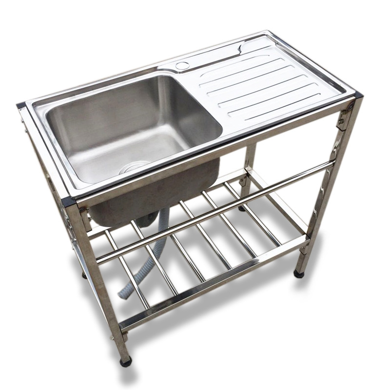 厨房不锈钢支架盆水槽双槽带水斗池盆架洗菜洗脸洗碗操作台面架子